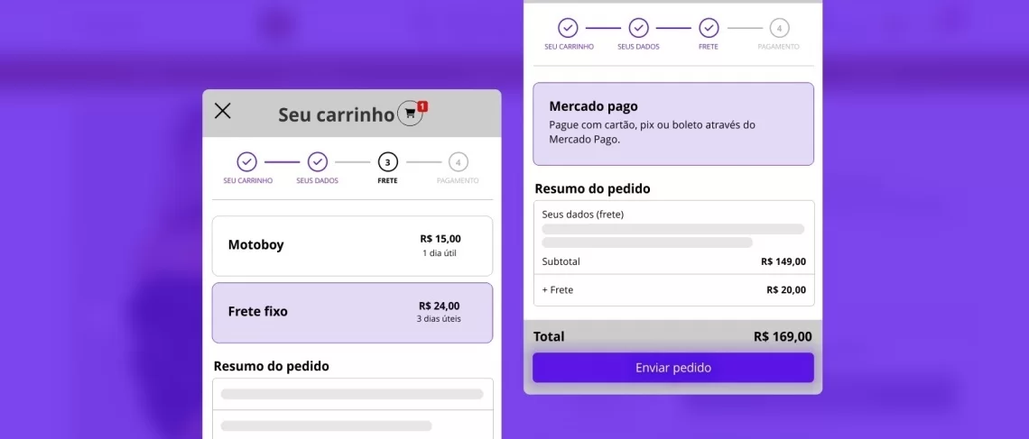 Frete e forma de pagamento