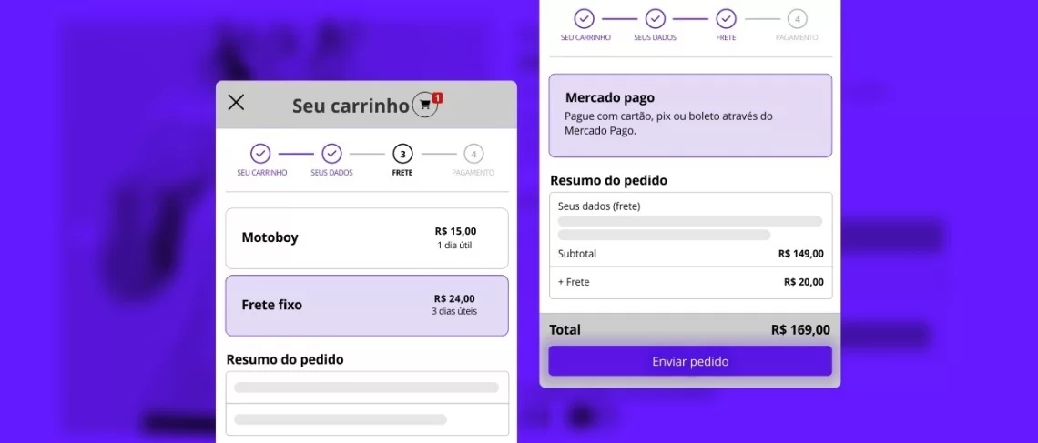 Frete e forma de pagamento